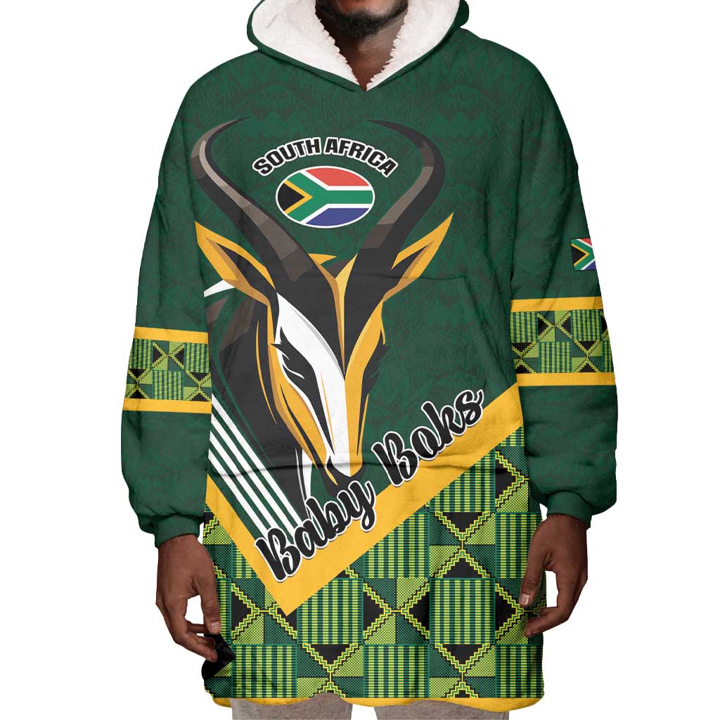 Custom Rugby South Africa Wearable Blanket Hoodie Baby Boks Go Champions