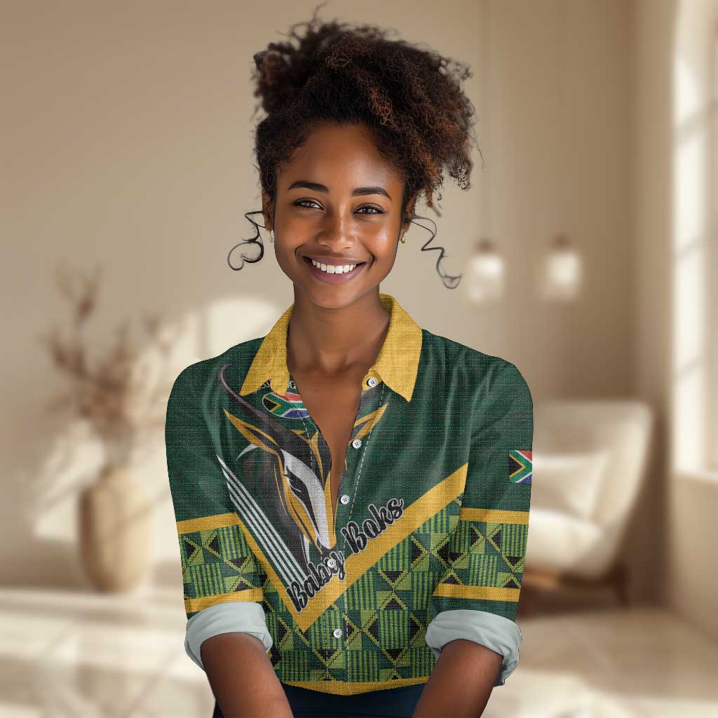 Custom Rugby South Africa Women Casual Shirt Baby Boks Go Champions