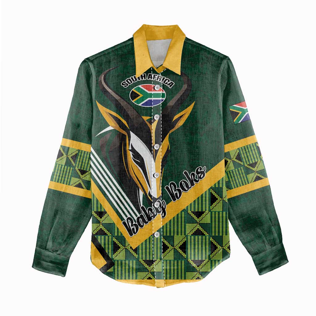 Custom Rugby South Africa Women Casual Shirt Baby Boks Go Champions