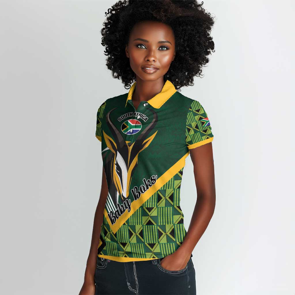 Custom Rugby South Africa Women Polo Shirt Baby Boks Go Champions