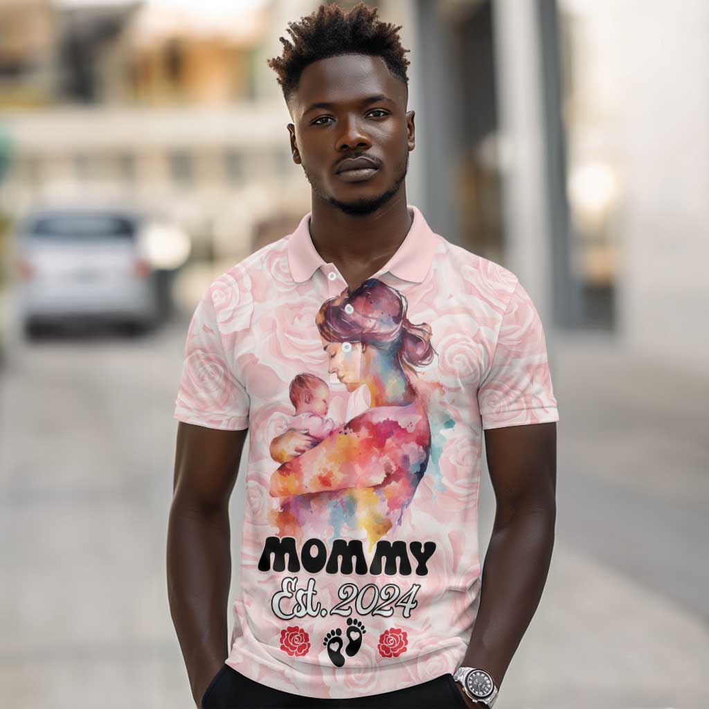 Happy Mother Day Polo Shirt Mommy Est 2024