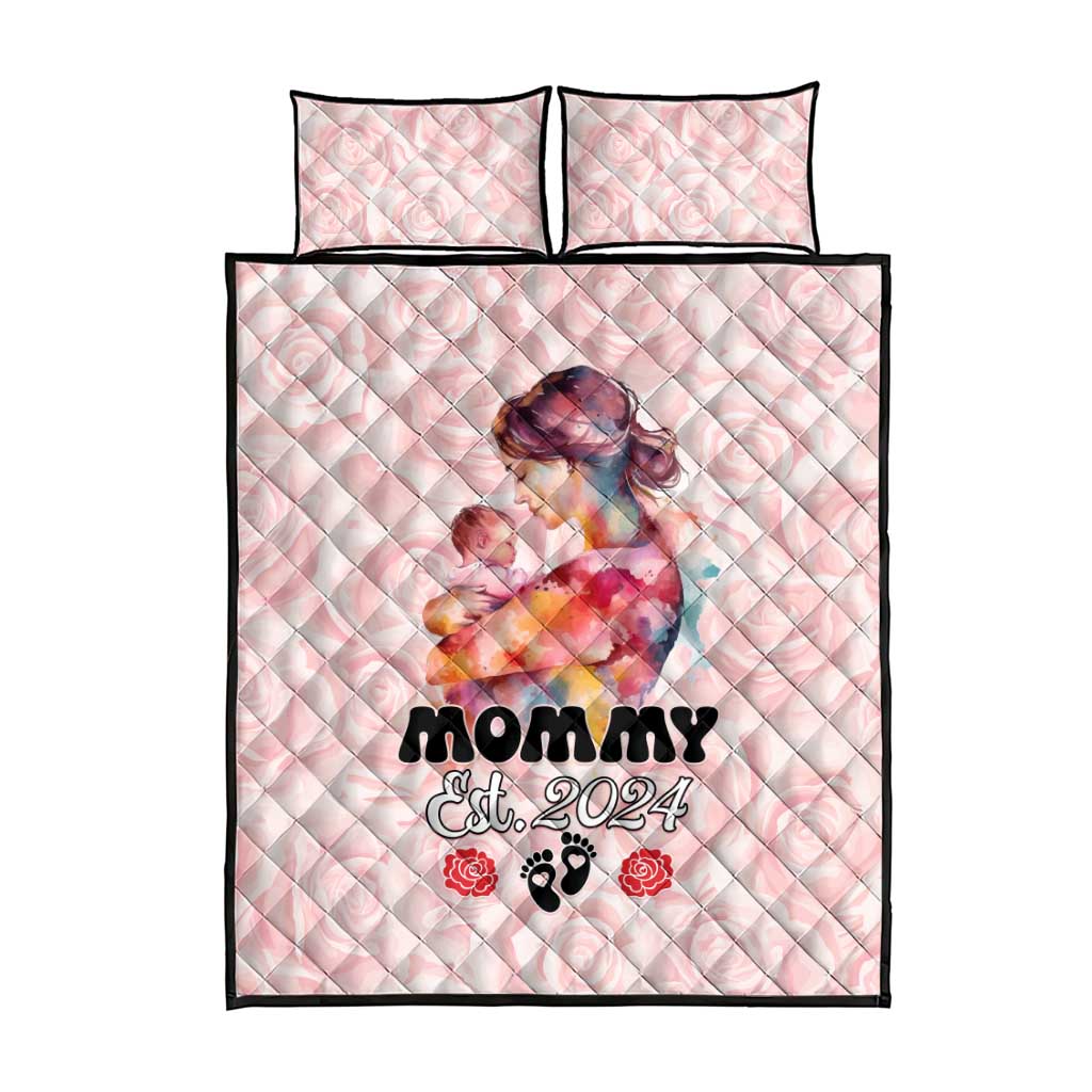 Happy Mother Day Quilt Bed Set Mommy Est 2024