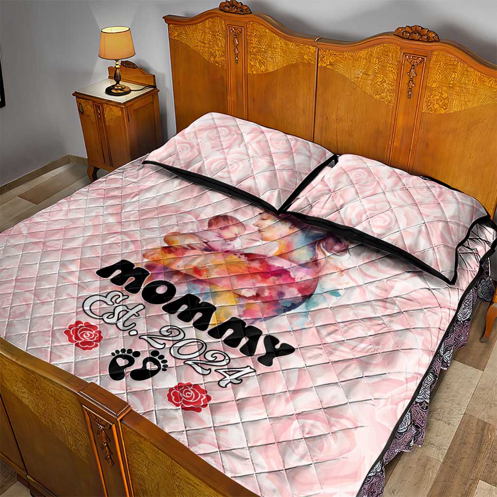 Happy Mother Day Quilt Bed Set Mommy Est 2024