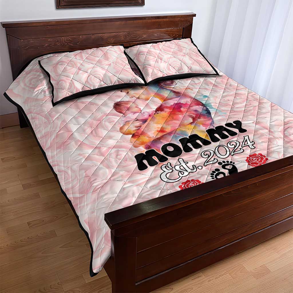 Happy Mother Day Quilt Bed Set Mommy Est 2024