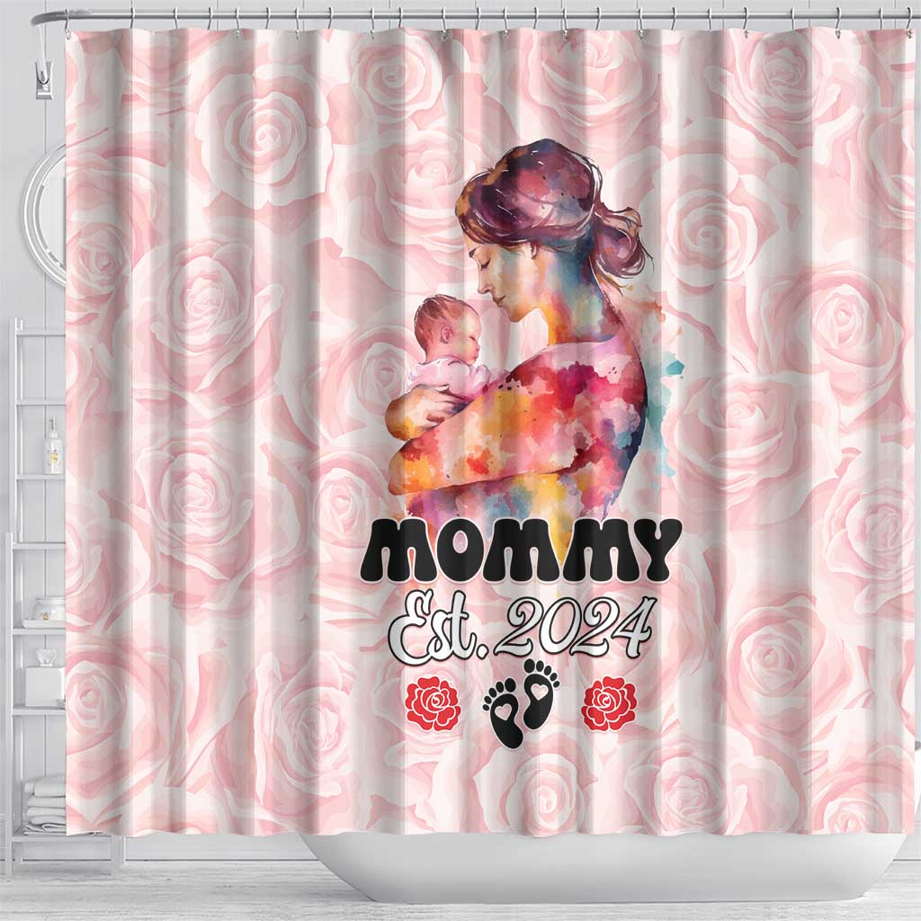 Happy Mother Day Shower Curtain Mommy Est 2024