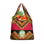 Angola Independence Day Grocery Bag with Coat of Arms and Samakaka Pattern