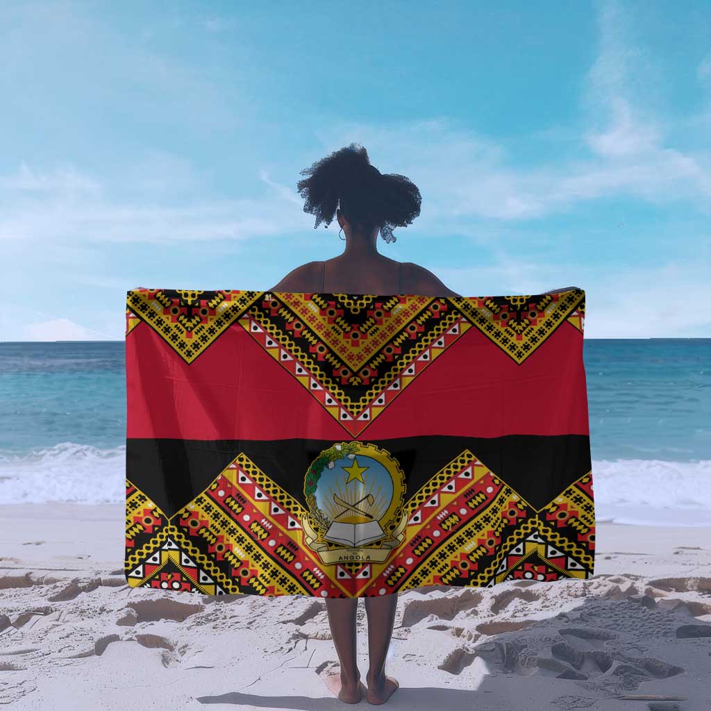 Angola Independence Day Sarong with Coat of Arms and Samakaka Pattern