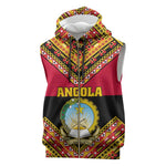 Angola Independence Day Sleeveless Zip Hoodie with Coat of Arms and Samakaka Pattern - African Pride