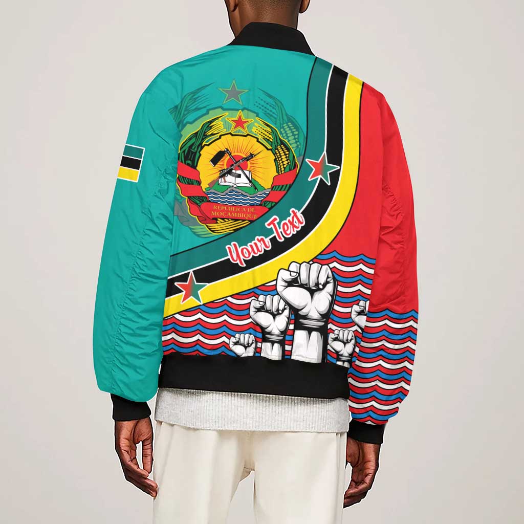Personalized Mozambique Independence Day Sleeve Zip Bomber Jacket - June 25, Mozambiki Emblem