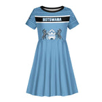 Personalized Botswana Kid Short Sleeve Dress with Tswana Pula and African Pattern