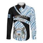Personalized Botswana Independence Day Long Sleeve Button Shirt - Lefatshe la Botswana with Zebra Pattern