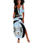 Personalized Botswana Independence Day Summer Maxi Dress - Lefatshe la Botswana with Zebra Pattern