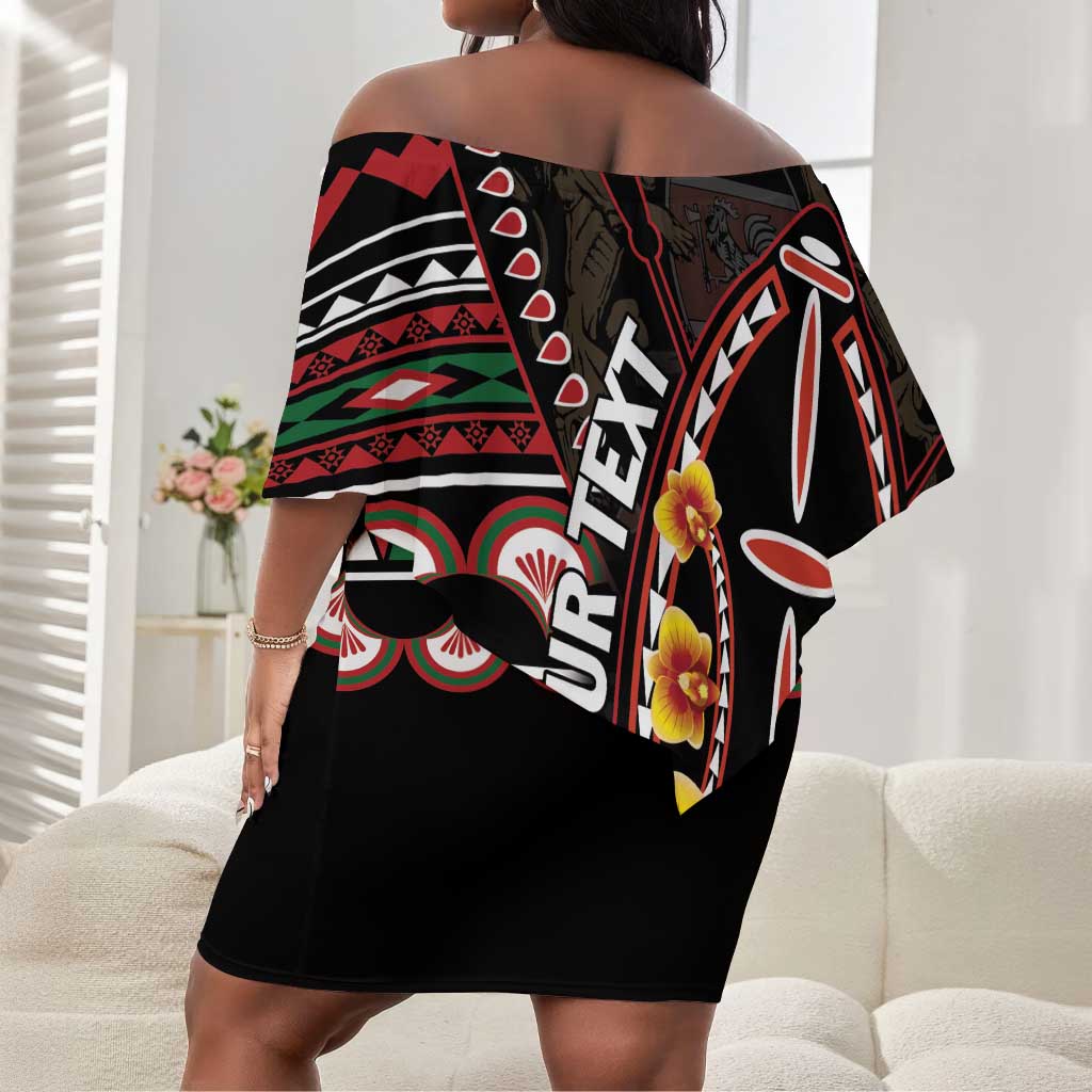 Personalized Kenya Off Shoulder Short Dress Jamhuri Day, Kenya Shield