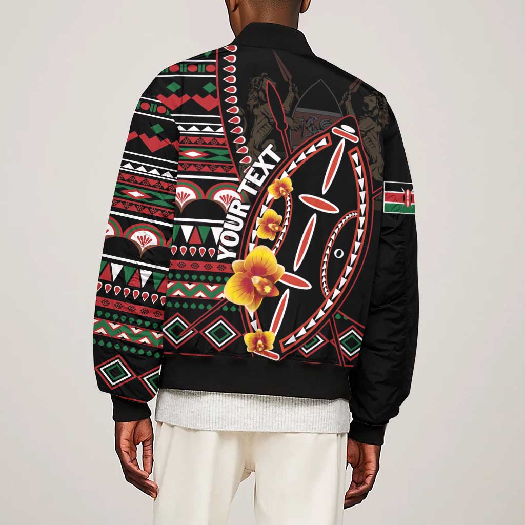 Personalized Kenya Sleeve Zip Bomber Jacket Jamhuri Day, Kenya Shield