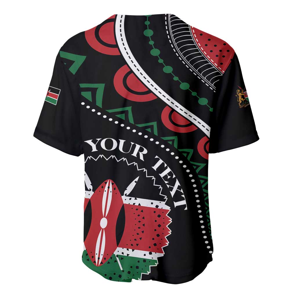 Personalized Kenya Baseball Jersey Harambee African Pattern - Coat of Arms Design
