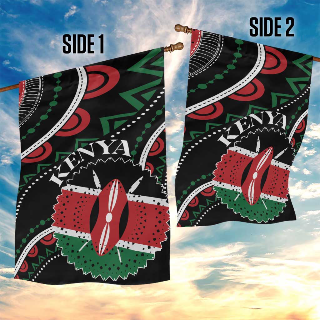Kenya Garden Flag Harambee African Pattern - Coat of Arms Design