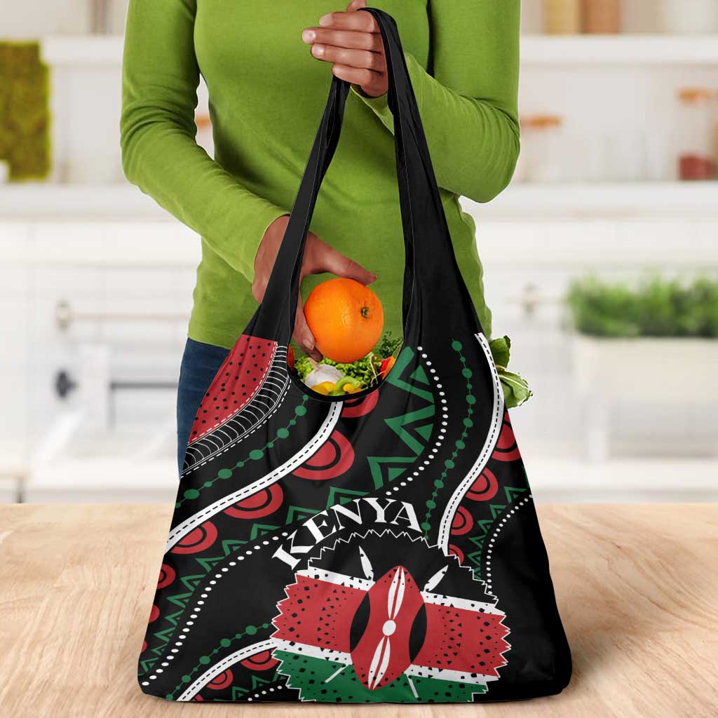 Kenya Grocery Bag Harambee African Pattern - Coat of Arms Design