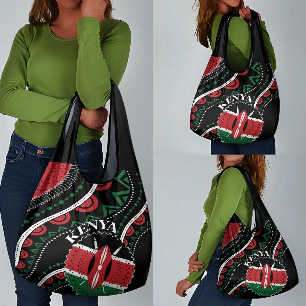 Kenya Grocery Bag Harambee African Pattern - Coat of Arms Design