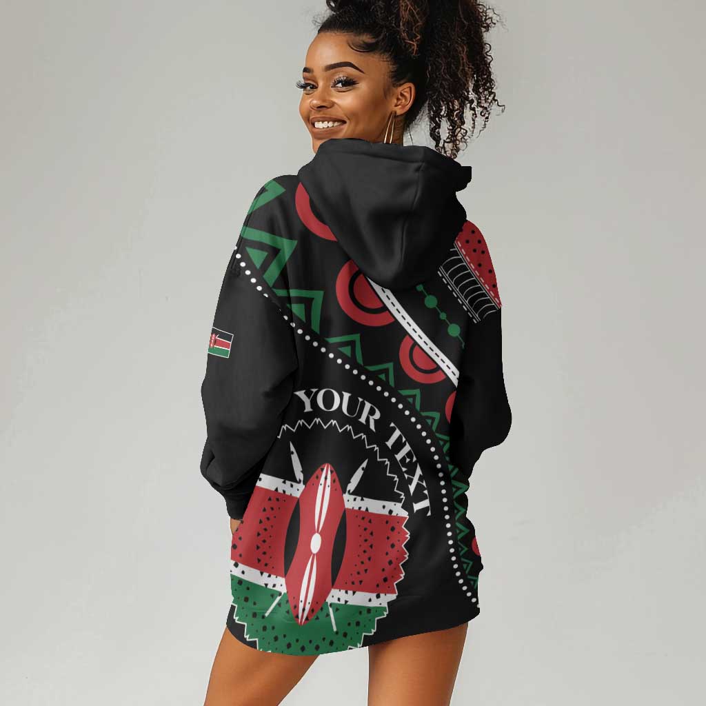 Personalized Kenya Hoodie Dress Harambee African Pattern - Coat of Arms Design