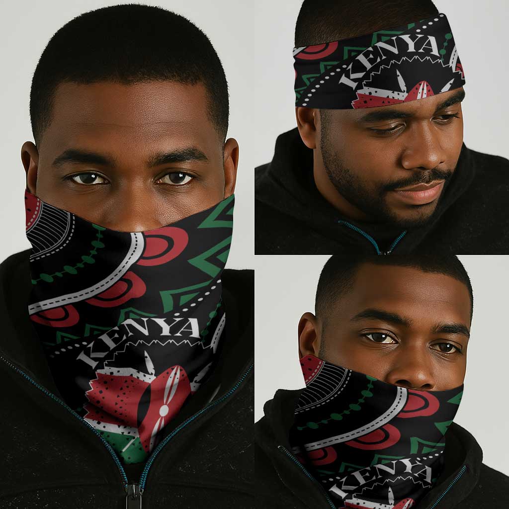 Kenya Neck Gaiter Harambee African Pattern - Coat of Arms Design LT01