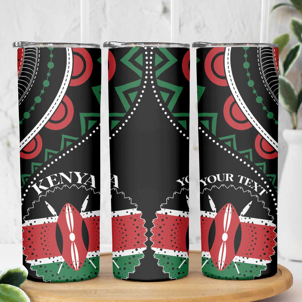 Personalized Kenya Skinny Tumbler Harambee African Pattern - Coat of Arms Design