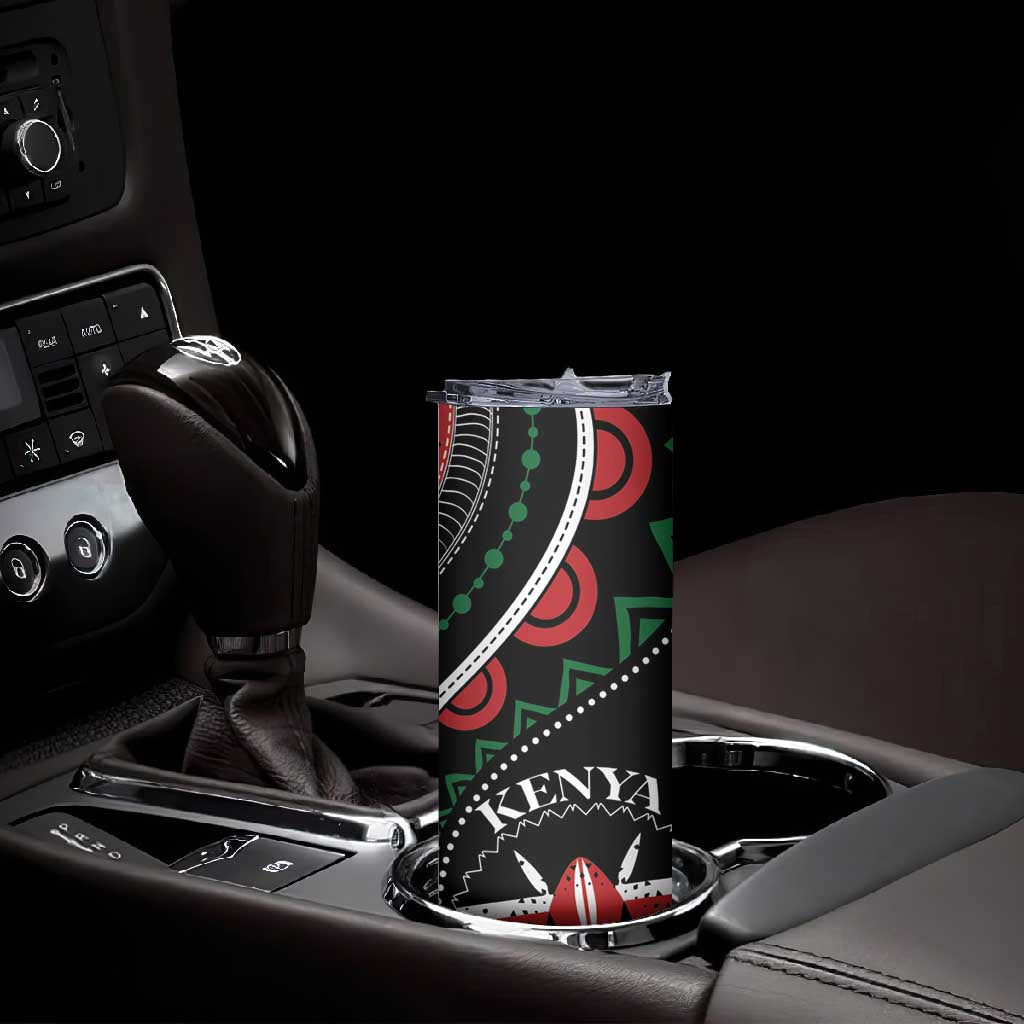 Personalized Kenya Skinny Tumbler Harambee African Pattern - Coat of Arms Design