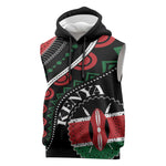 Personalized Kenya Sleeveless Hoodie Harambee African Pattern - Coat of Arms Design - African Pride