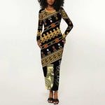 Assyrian New Year Long Sleeve Bodycon Dress Akitu 6774 Kha B Nissan LT01