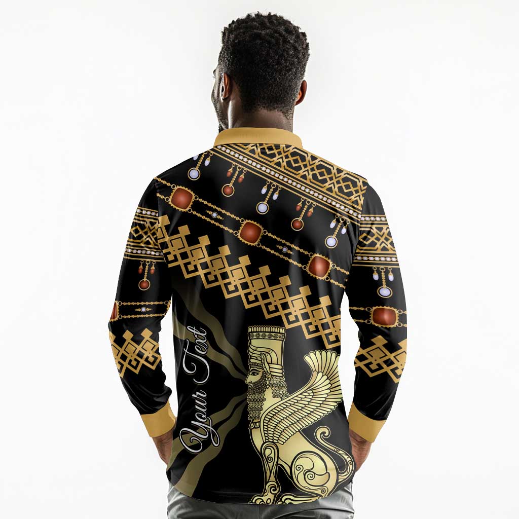 Assyrian New Year Long Sleeve Polo Shirt Akitu 6774 Kha B Nissan