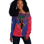 Afro Haiti Heritage Month Off Shoulder Sweater Zipper Stylized