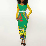 Gabon Independence Day Long Sleeve Bodycon Dress Gabonaise Flamboyant African Pattern LT01