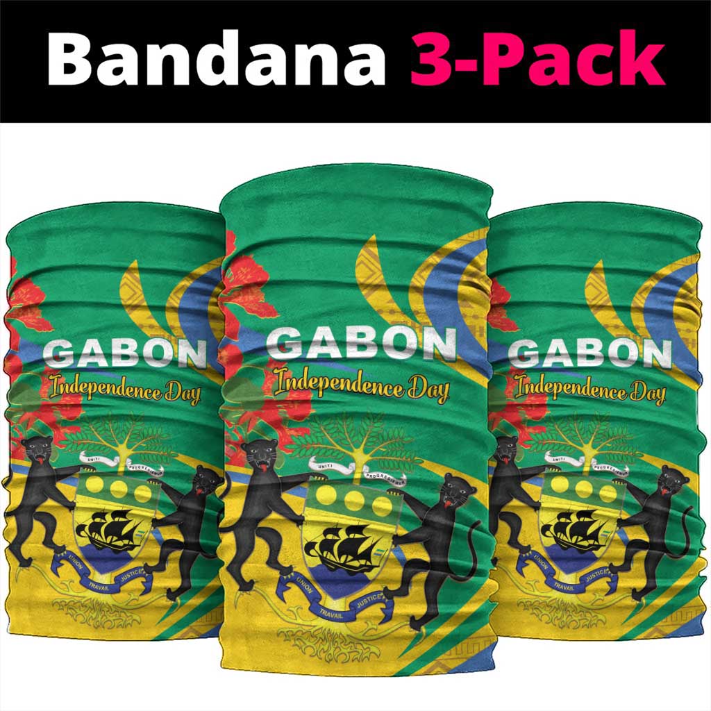 Gabon Independence Day Neck Gaiter Gabonaise Flamboyant African Pattern LT01
