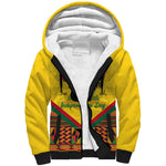 Ghana Independence Day Sherpa Hoodie with Freedom and Justice and African Pattern