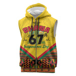 Ghana Independence Day Sleeveless Zip Hoodie with Freedom and Justice and African Pattern - African Pride