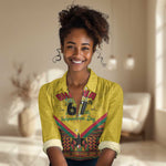 Ghana Independence Day Women Casual Shirt with Freedom and Justice and African Pattern LT01