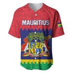 Mauritius Independence Day Baseball Jersey with Stella Clavisque Maris Indici and Floral Pattern
