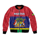 Mauritius Independence Day Bomber Jacket with Stella Clavisque Maris Indici and Floral Pattern