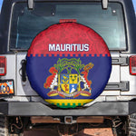 Mauritius Independence Day Spare Tire Cover with Stella Clavisque Maris Indici and Floral Pattern