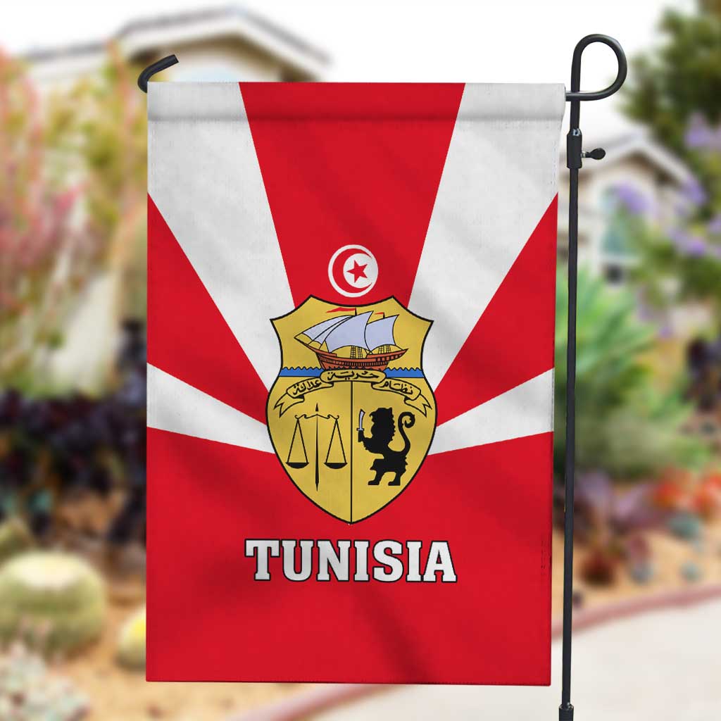 Tunisia Independence Day Garden Flag with Coat of Arms and Flag Style