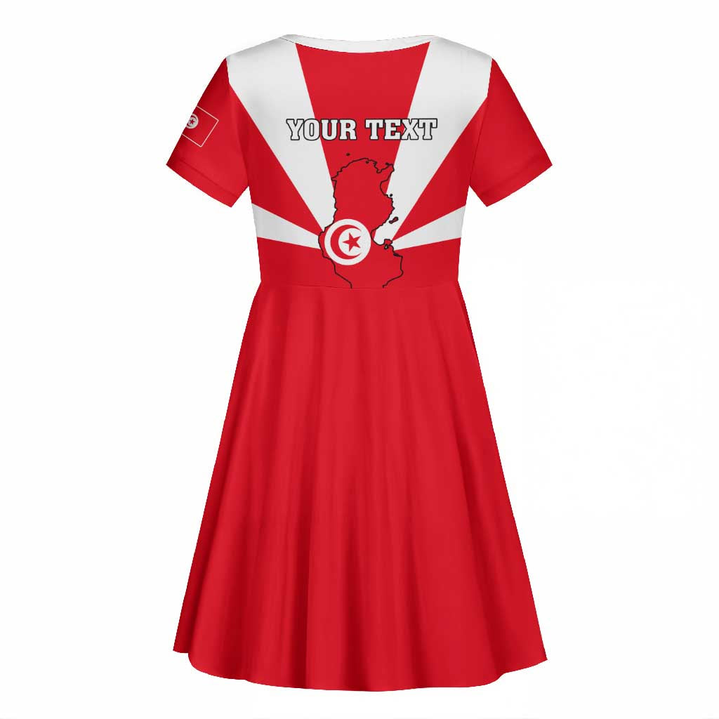 Tunisia Independence Day Kid Short Sleeve Dress with Coat of Arms and Flag Style