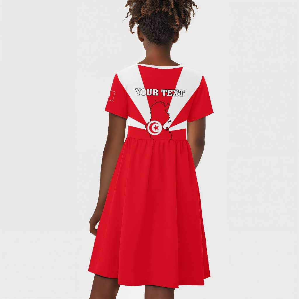 Tunisia Independence Day Kid Short Sleeve Dress with Coat of Arms and Flag Style