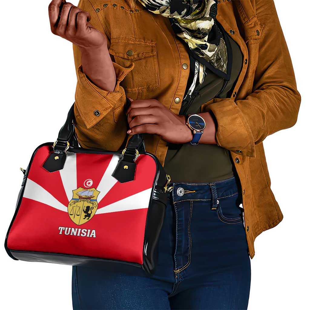 Tunisia Independence Day Shoulder Handbag with Coat of Arms and Flag Style