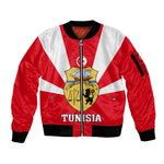 Tunisia Independence Day Sleeve Zip Bomber Jacket with Coat of Arms and Flag Style