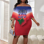 Personalized Afro Haiti 509 Off Shoulder Short Dress Repiblik d Ayiti