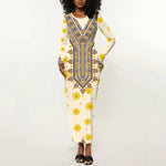 Enkutatash Dashiki Adey Abeba Pattern Long Sleeve Bodycon Dress LT01