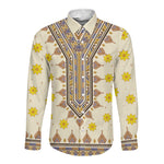 Enkutatash Dashiki Adey Abeba Pattern Long Sleeve Button Shirt