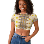 Enkutatash Dashiki Adey Abeba Pattern Raglan Cropped T shirt