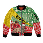 Ethiopia Christmas Sleeve Zip Bomber Jacket - Melkam Gena with African Pattern