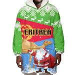 Custom Eritrea Christmas Wearable Blanket Hoodie with Santa Claus and Dromedary Camel