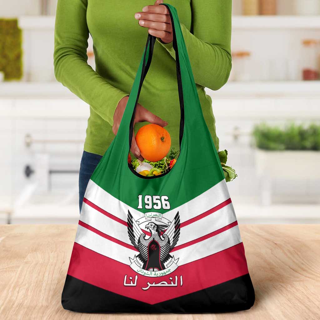 Sudan Independence Day Grocery Bag with Sudanese Secretary Bird